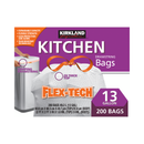 Kirkland, Kitchen Drawstring Trash Bags, Flex-Tech, White, 13 Gallon, 200 ct (1 Pack)