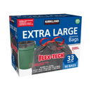 Kirkland, Extra Large Drawstring Trash Bags, Flex-Tech, 20% PCR, Black, 33 Gallon, 90 ct (1 Pack)