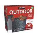 Kirkland, Outdoor Trash Bags, 20% PCR, Black, 50 Gallon, 70 ct (1 Pack)