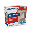 Marathon, 1-Ply, Dispenser Recycled Non-Perforated Roll Towels, Brown, 350 ft (12 Pack)