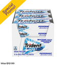 Trident, White Sugar-Free Gum, Peppermint, 16 ct (12 Pack)