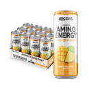 AMIN.O. ENERGY, Mango Pineapple Limeade, Energy Sparkling Hydration Drink, 12 oz (12 Pack)