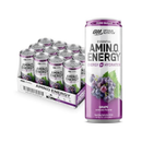 AMIN.O. ENERGY, Grape, Energy Sparkling Hydration Drink, 12 oz (12 Pack)