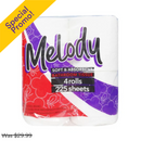 Melody, Toilet Paper, 4 ct (24 Pack)