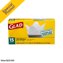 Glad, Trash Bag, Kitchen, 15 ct (12 Pack)
