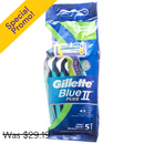Gillette, Razon, Blue II Plus Pivot, 5 ct (12 Pack)