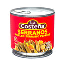 La Costeña, Serrano Peppers, Sliced, 12 oz (12 Pack)