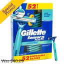 Gillette, Disposable Razors, Sensor 2 Plus, 52 ct (1 Pack)