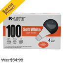 K-Lite, Light Bulb, Soft White, 100 Watts, 4 Bulb (30 Pack)