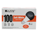 K-Lite, Light Bulb, Soft White, 100 Watts, 4 Bulb (30 Pack)