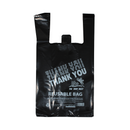 Reusable "Thank You" T-Shirt Bag, Black, 10" x 5" x 19", 300 ct (1 Pack)