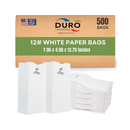 Duro, Shopping Bag, White Bundle, 12 lb, 500 ct (1 Pack)