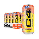 C4, Energy Drink, Jolly Rancher, Peach, 16 oz (12 Pack)