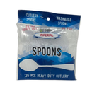 Heavy Duty Cutlery, White Plastic Spoons, 36 ct (48 Pack)