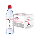 Evian, water, sports cap, 750 ml (12 Pack)