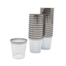 Shot Glass Silver Rim Plastic, 24 ct (48 Pack)