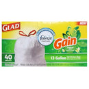 Glad, Tall Kit Bags 40 ct Gain Original, 13 gal (6 Pack)