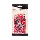 Queen's, Hair Rubber Bands 600pc Red Black & White, 600 ct (12 Pack)