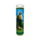 Candle San Judas Tadeo Green, Luz de tu Fe, 8 in (12 Pack)