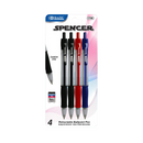 Bazic, Spencer Ballpoint Pen 4pc Assorted Colors Retract, 4 ct (24 Pack)