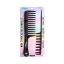 J Babe, Hair Comb Set Tail & Wide Tooth Black, 2 ct (6 Pack)