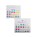 Stud Earrings Square Pair Assorted Colors (12 Pack)