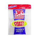 Blue Star, Polystyrene Clear Spoons Plastic Heavy Duty, 36 ct (24 Pack)
