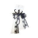 Hair Elastic Ties With Bow Black & White (12 Pack)