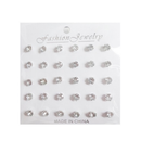 Stud Earrings Silver 15 Pairs (12 Pack)
