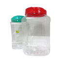 Plastic Container Square Jar Red Lid (12 Pack)
