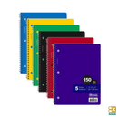 Notebook 5 Subjects Wide Ruled Spiral Assorted, 150 ct (24 Pack)