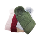 Ladies Beanie With Pom Pom Assorted Colors (12 Pack)