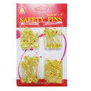 Safety Pins Gold Assorted Sizes (12 Pack)
