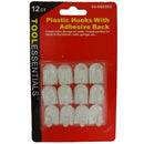 Plastic Hooks With Adhesive Back, 12 ct (24 Pack)