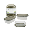 Pac-it, Food Container Grey Lid Assorted, 3 ct (48 Pack)