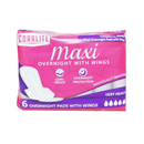 Coralite, Maxi Overnight with Wings, 6 ct (24 Pack)