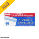 Bazic, Security Envelopes Self-Seal 4X9½In, 40 ct (24 Pack)
