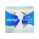 Always, Pads Pure Cotton Heavy, 12 ct (6 Pack)
