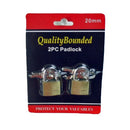 Padlock Brass Lock 2 ct, 20 mm (24 Pack)