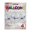 Trico, Balloons 4 ct With Confetti Silver, 12 in (10 Pack)