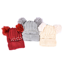 Girls Pom Pom Beanie With Pearls Assorted Colors (12 Pack)