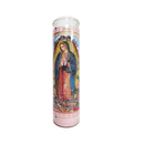 Candle Virgen De Guadalupe Pink, 8 in (12 Pack)