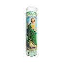 Candle San Judas Tadeo Green, 8 in (12 Pack)
