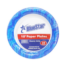 Blue Star, Paper Plates, Blue, 10 count, 10 in (24 Pack)