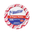 Blue Star, Paper Plates, Red Stripes, 9 in (24 Pack)